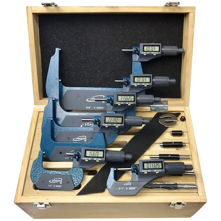 Igaging 5 Piece IP40 Digital Micrometer Set 0-6" - 35-040-216 35-040-216
